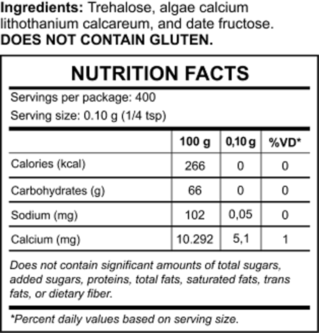 Nutrition facts label for a product with specific ingredients and allergen information.